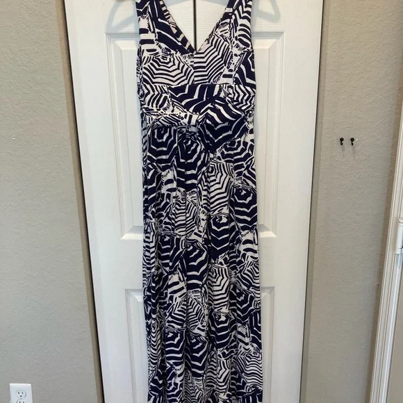 Lilly Pulitzer maxi navy and white umbrella dress - Picture 10 of 11